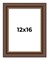 12x16 Traditional Brown Picture Frame - UV Acrylic, Foam Board Backing, Hanging Hardware